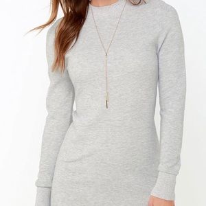 Mink Pink Ultimate Light Grey Long Sleeve Dress
